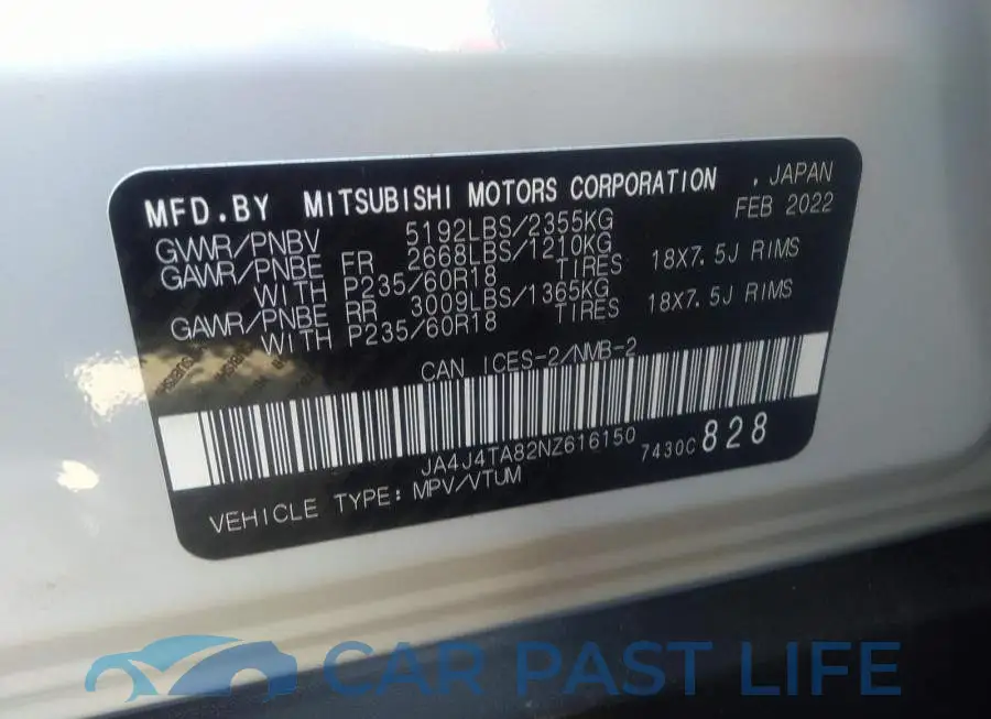JA4J4TA82NZ616150# 9