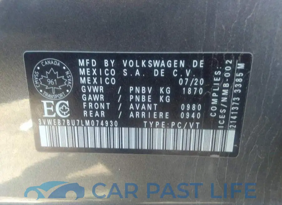 3VWEB7BU7LM074930# 9