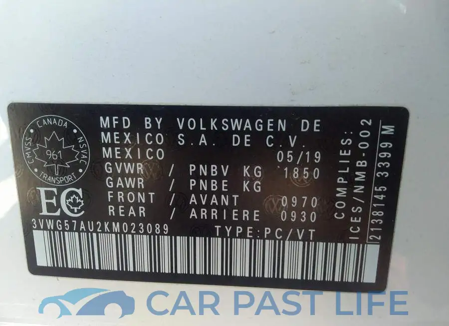 3VWG57AU2KM023089# 9