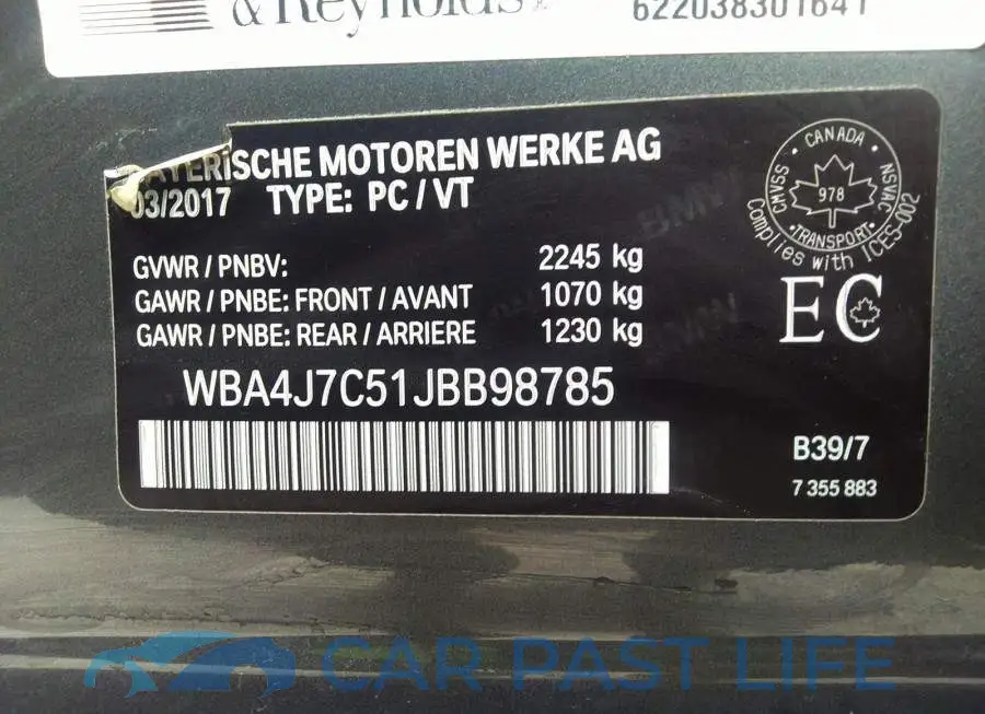 WBA4J7C51JBB98785# 9