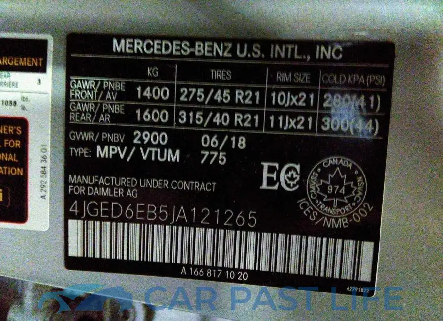 4JGED6EB5JA121265# 9