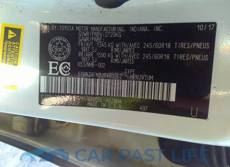 5TDBZRFH2JS491962# 9