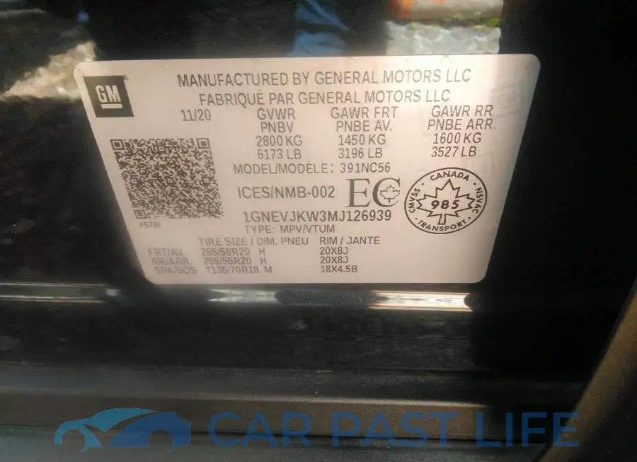 1GNEVJKW3MJ126939# 9