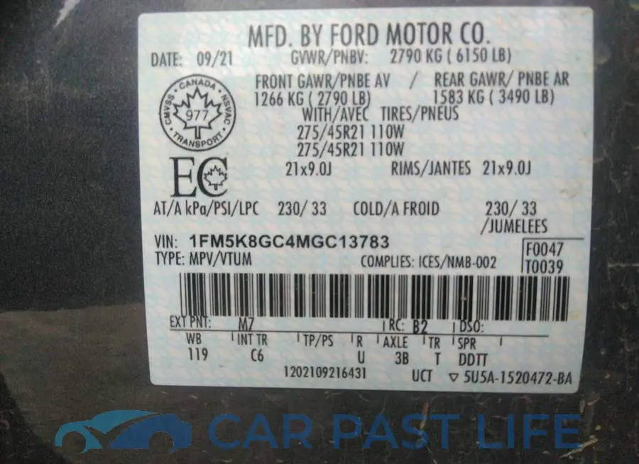 1FM5K8GC4MGC13783# 9