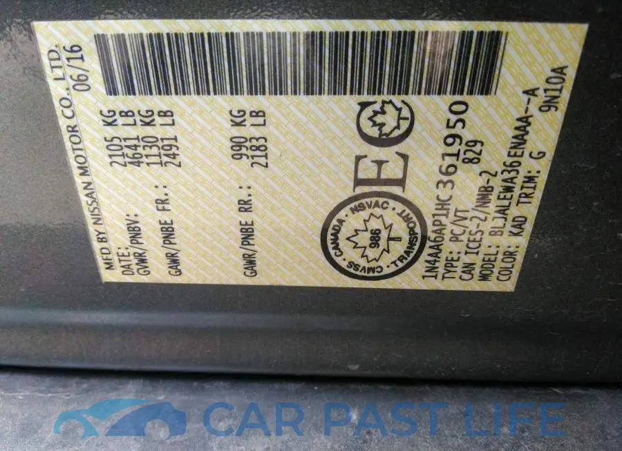 1N4AA6AP1HC361950# 9