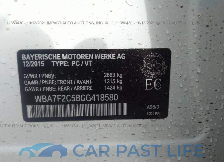 WBA7F2C58GG418580# 9