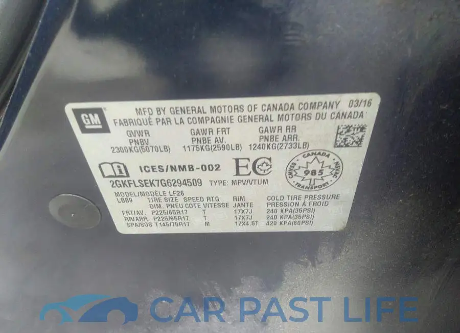 2GKFLSEK7G6294509# 9