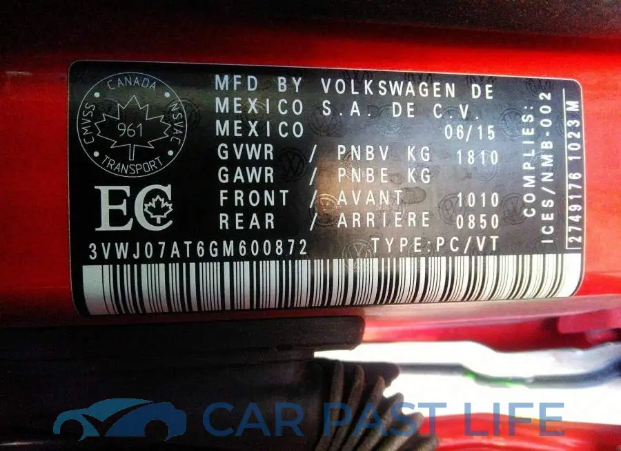 3VWJ07AT6GM600872# 9