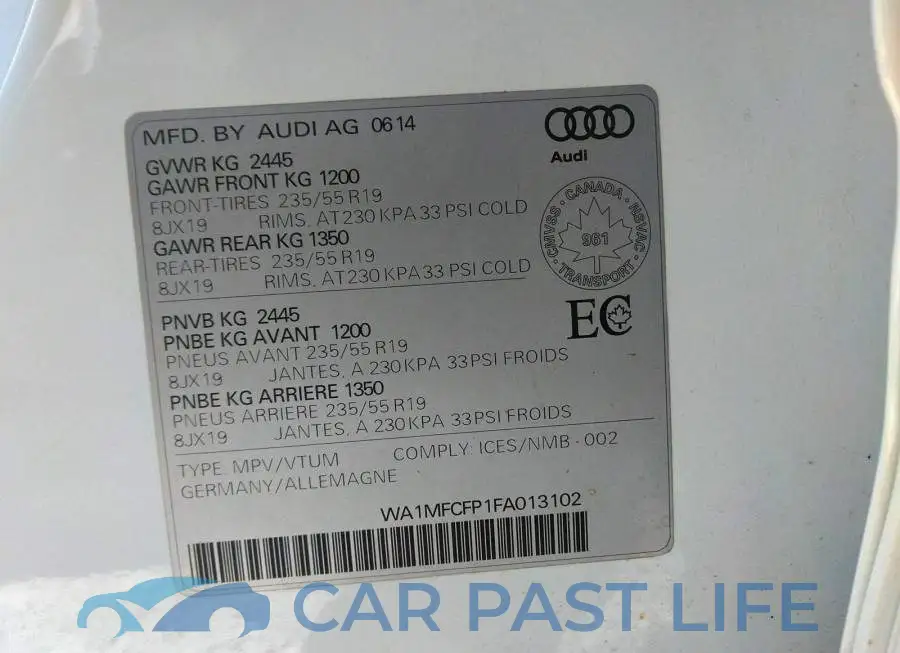 WA1MFCFP1FA013102# 9
