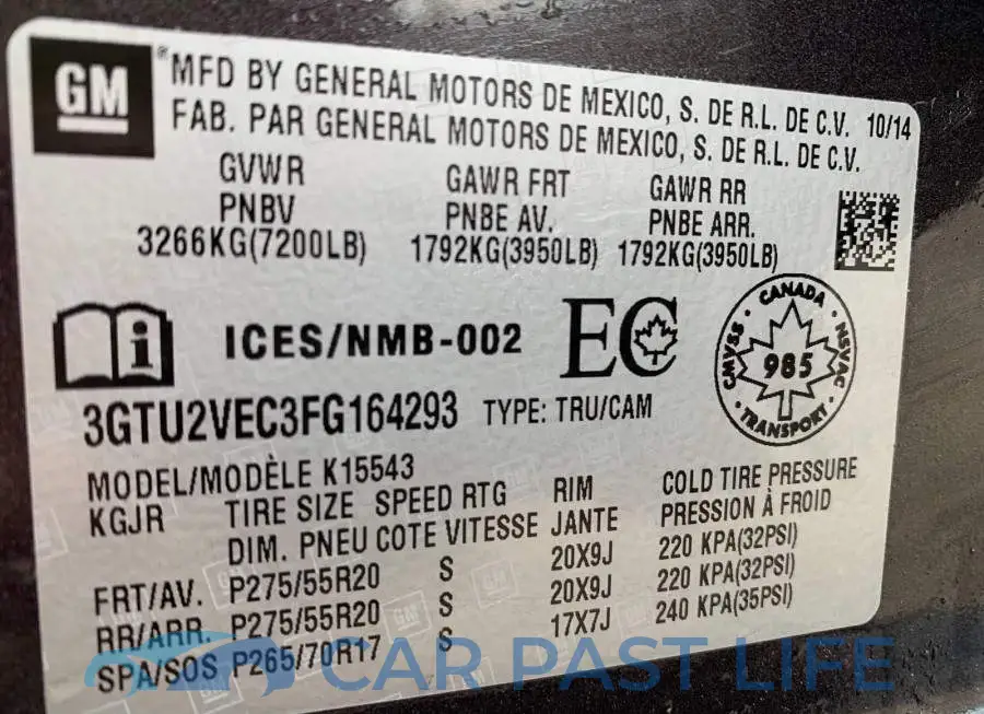 3GTU2VEC3FG164293# 9