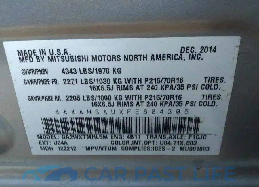 4A4AH3AUXFE604305# 9