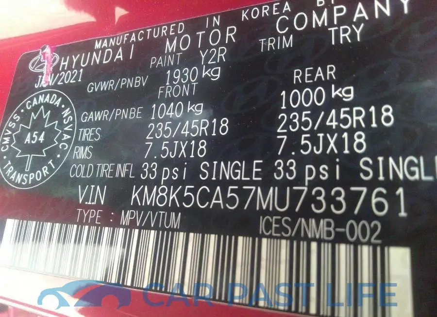 KM8K5CA57MU733761# 9