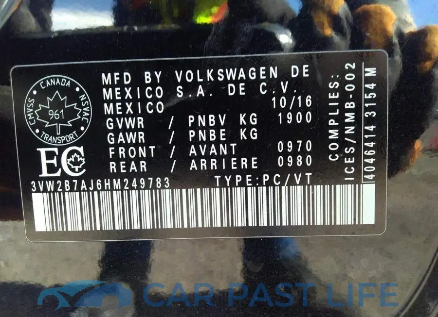 3VW2B7AJ6HM249783# 9