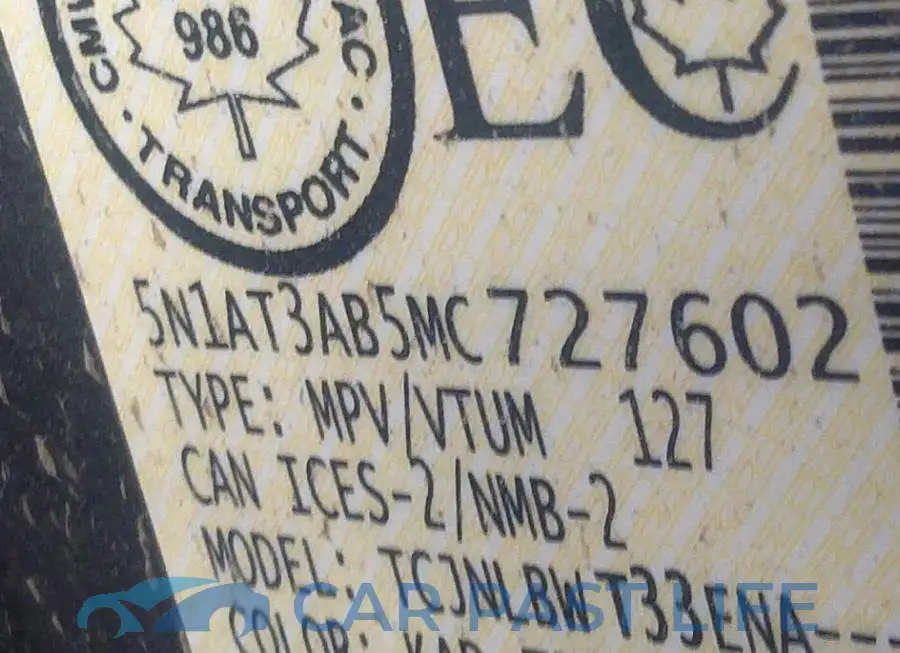 5N1AT3AB5MC727602# 9