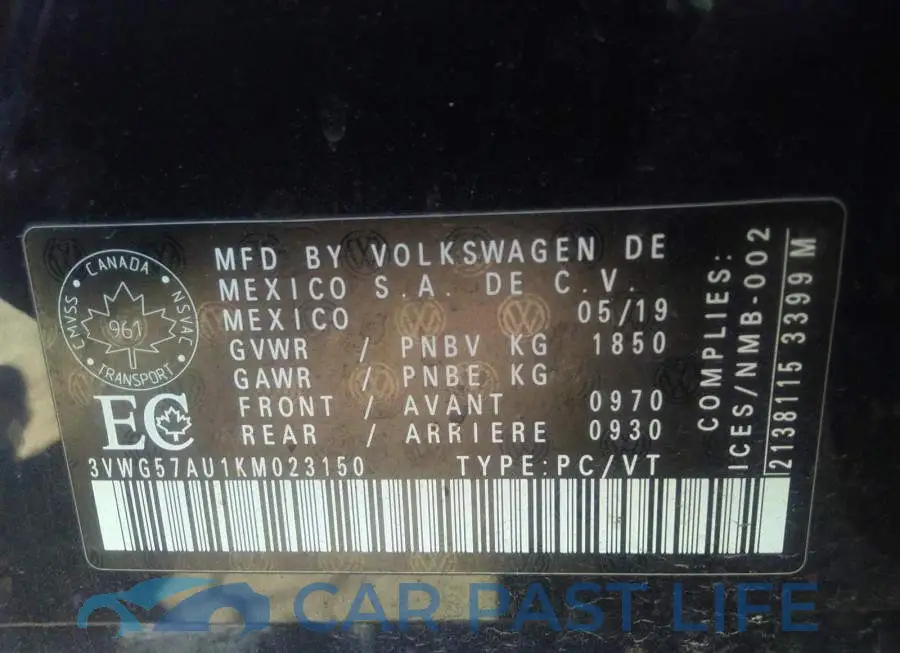3VWG57AU1KM023150# 9