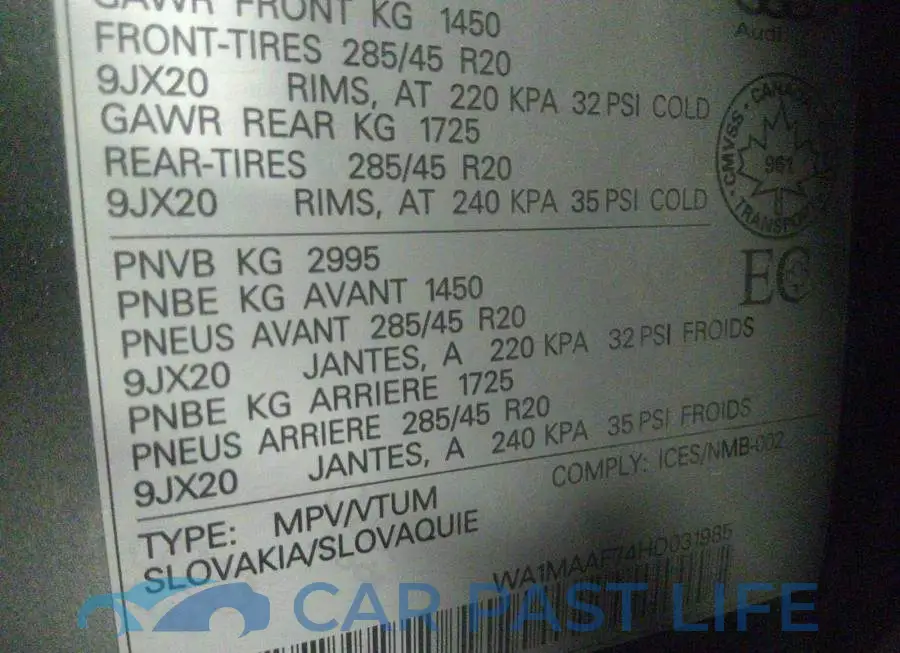 WA1MAAF74HD031985# 9