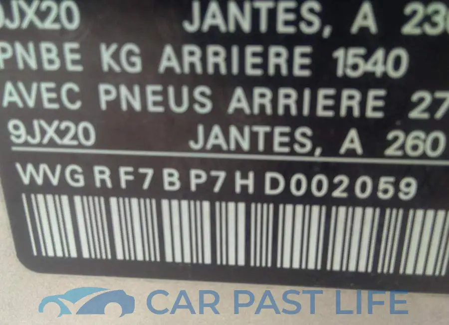 WVGRF7BP7HD002059# 9