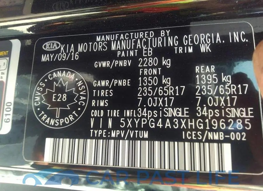 5XYPG4A3XHG196285# 9