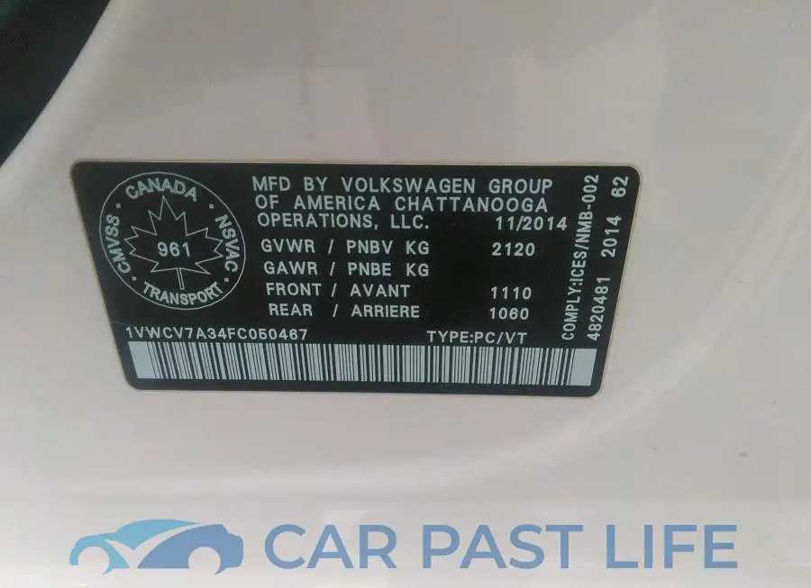 1VWCV7A34FC050467# 9