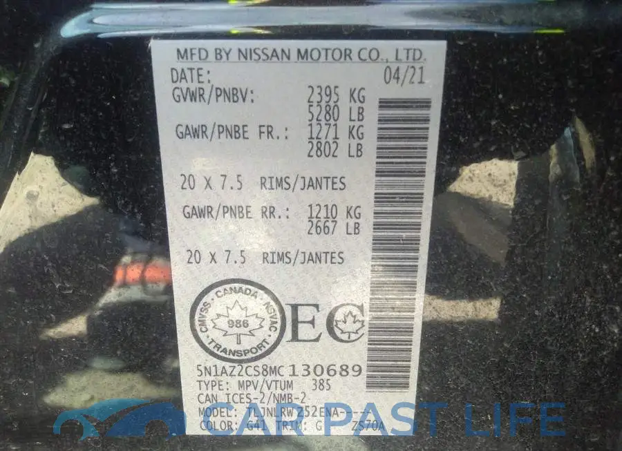 5N1AZ2CS8MC130689# 9