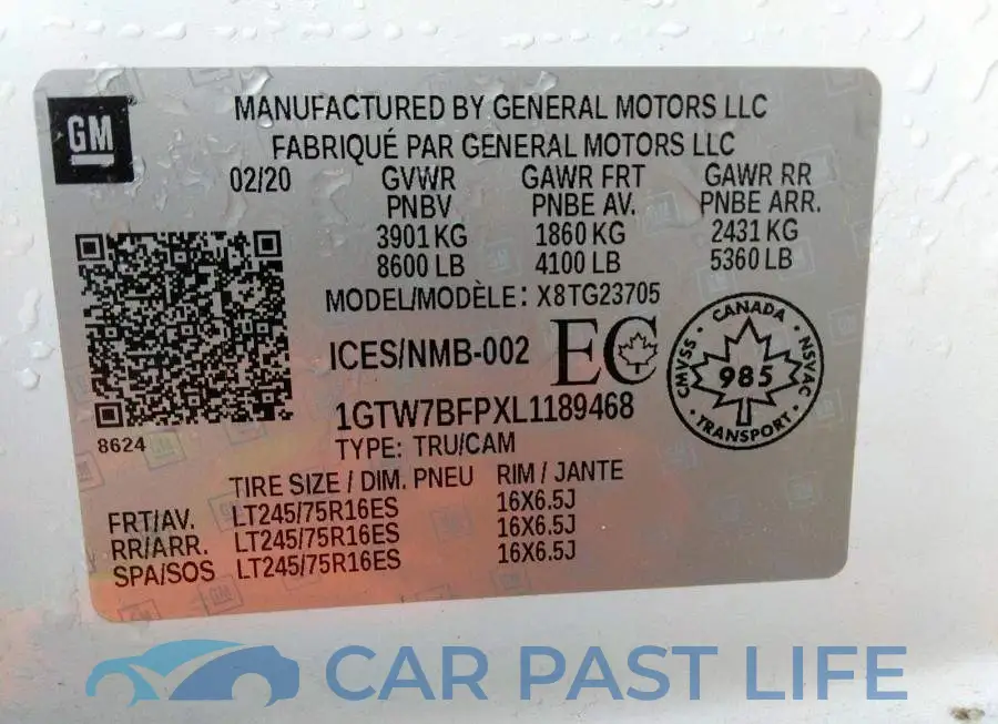 1GTW7BFPXL1189468# 9