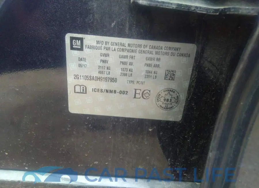2G1105SA0H9197950# 9