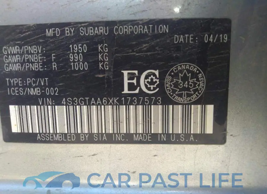 4S3GTAA6XK1737573# 9