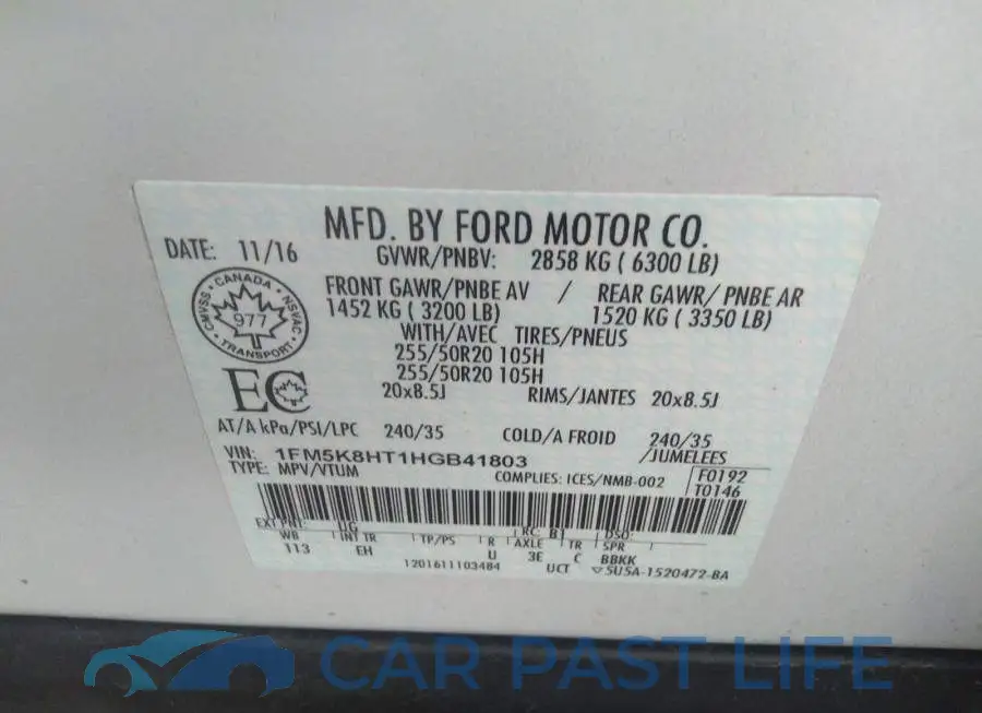 1FM5K8HT1HGB41803# 9