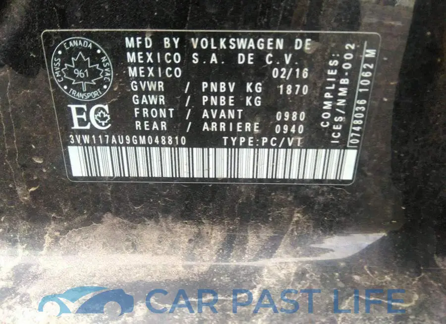3VW117AU9GM048810# 9