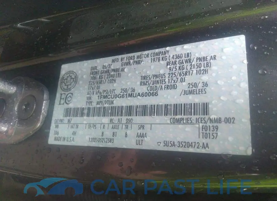 1FMCU0G61MUA60066# 9
