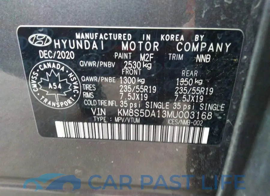 KM8S5DA13MU003168# 9