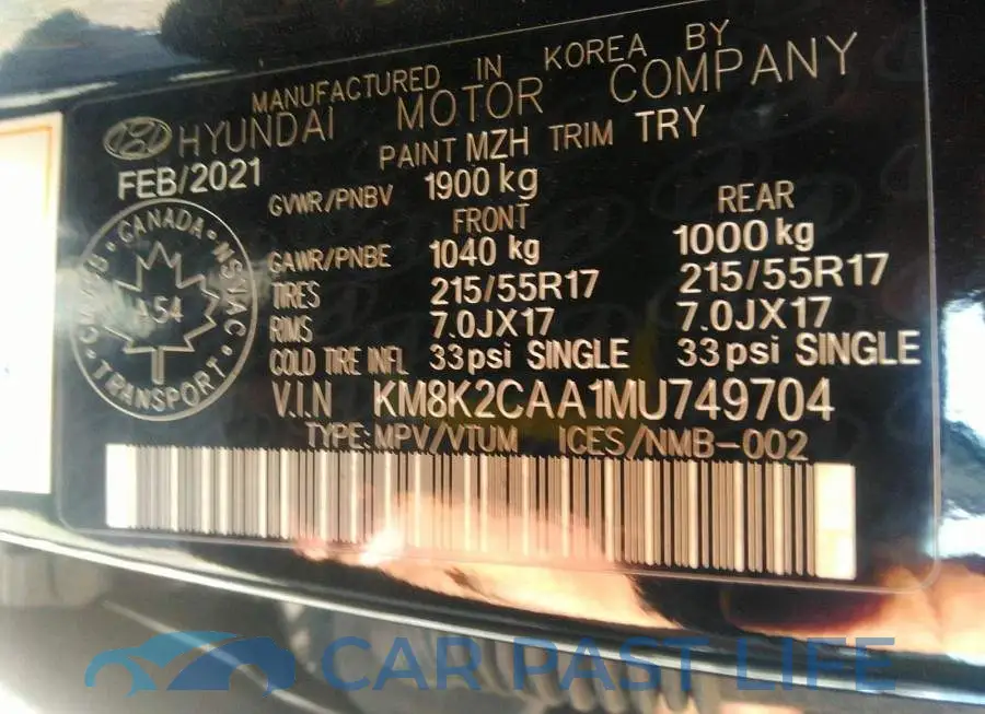 KM8K2CAA1MU749704# 9