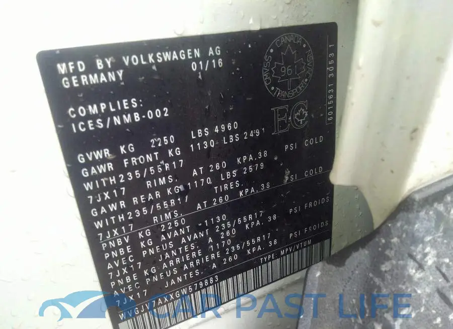 WVGJV7AXXGW579883# 9