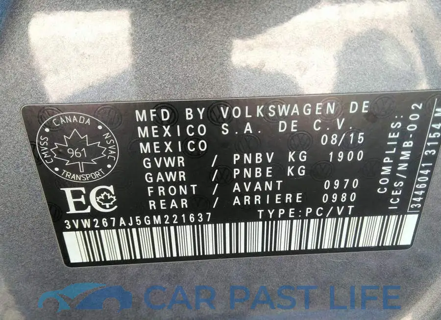 3VW267AJ5GM221637# 9