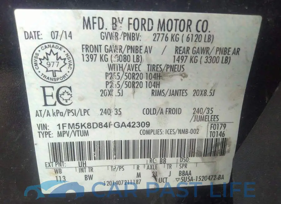 1FM5K8D84FGA42309# 9