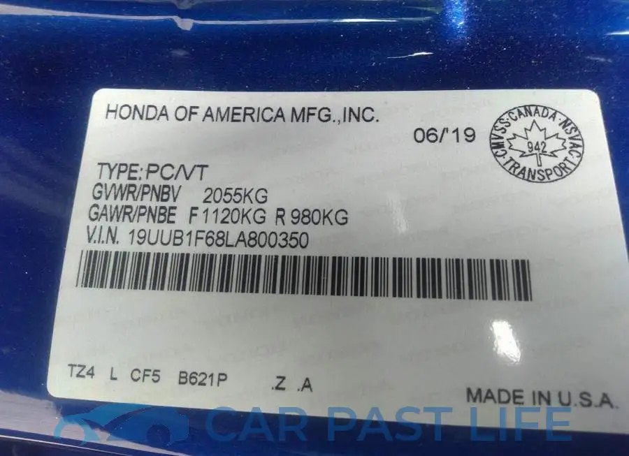 19UUB1F68LA800350# 9