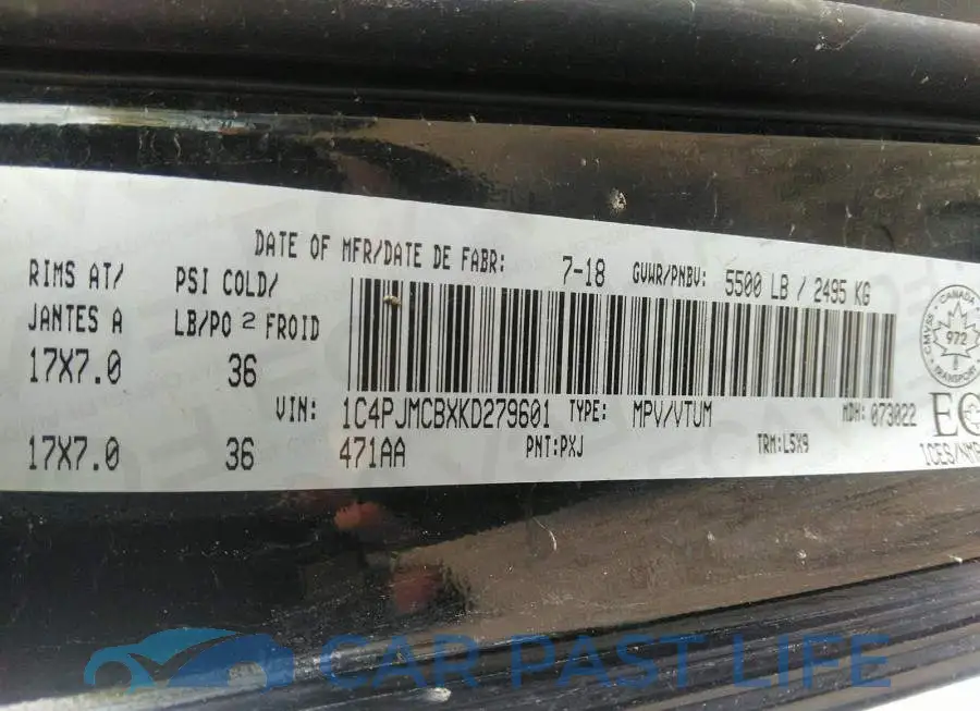 1C4PJMCBXKD279601# 9