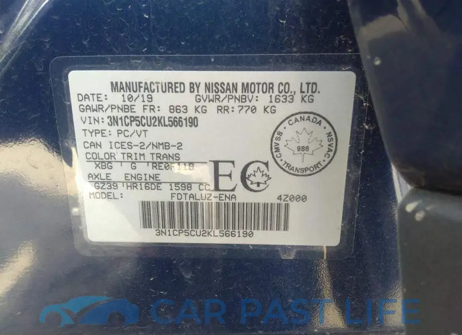 3N1CP5CU2KL566190# 9