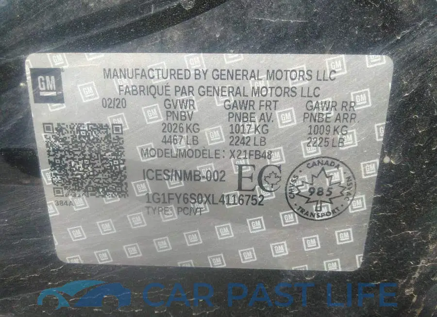 1G1FY6S0XL4116752# 9