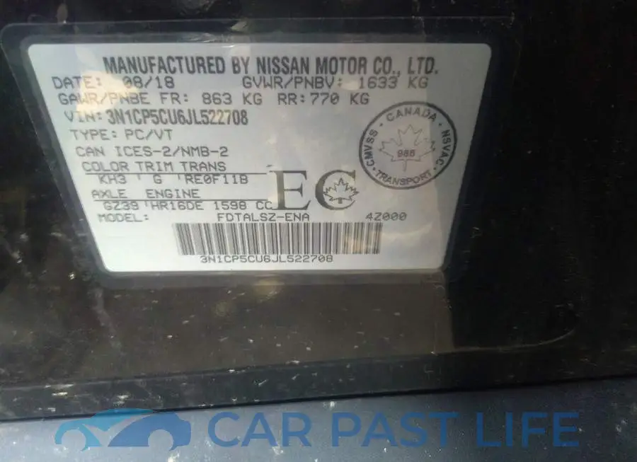 3N1CP5CU6JL522708# 9