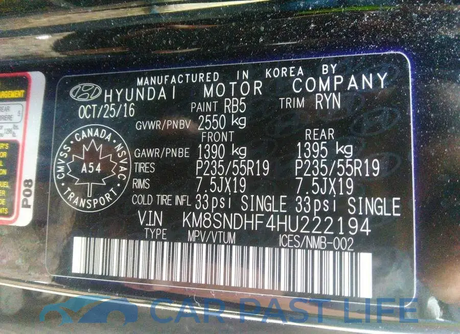 KM8SNDHF4HU222194# 9