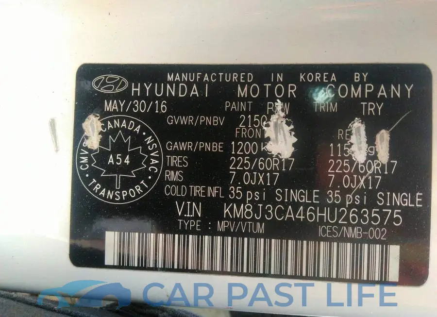 KM8J3CA46HU263575# 9