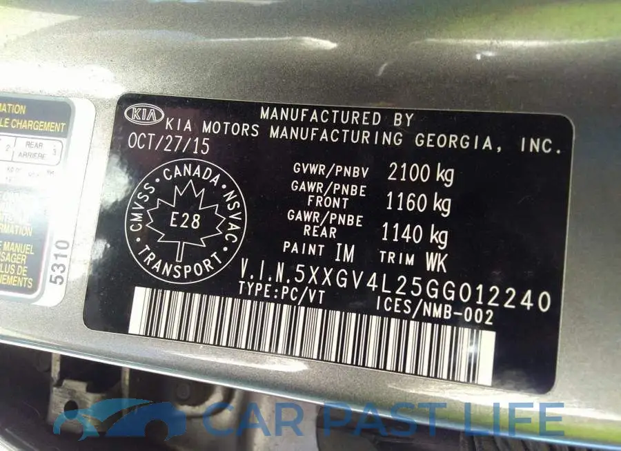 5XXGV4L25GG012240# 9