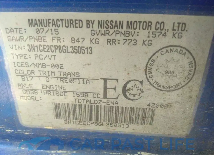 3N1CE2CP8GL350513# 9