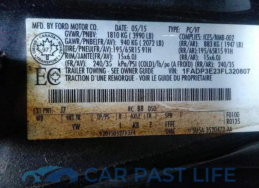 1FADP3E23FL320807# 9