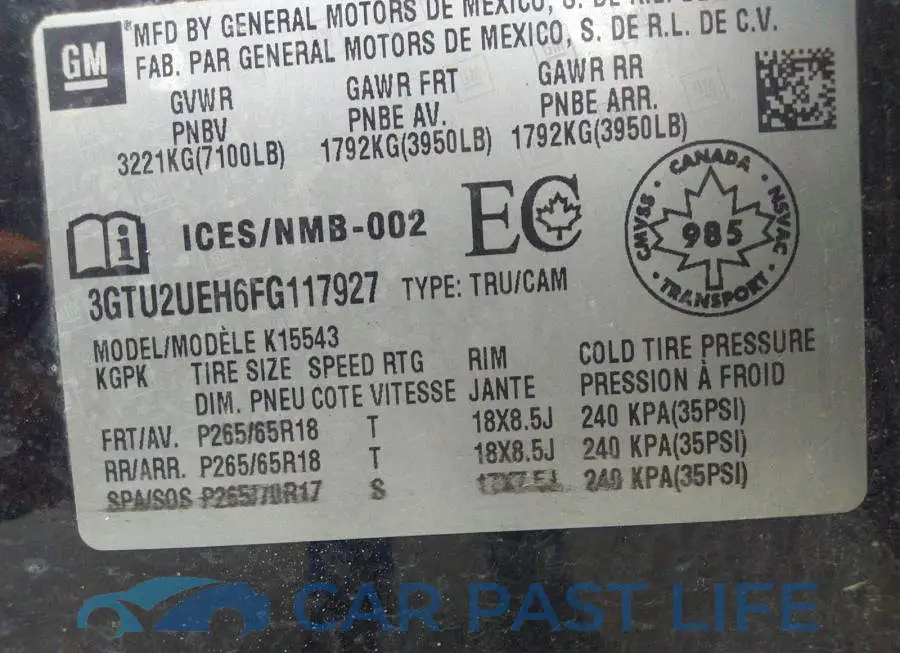 3GTU2UEH6FG117927# 9