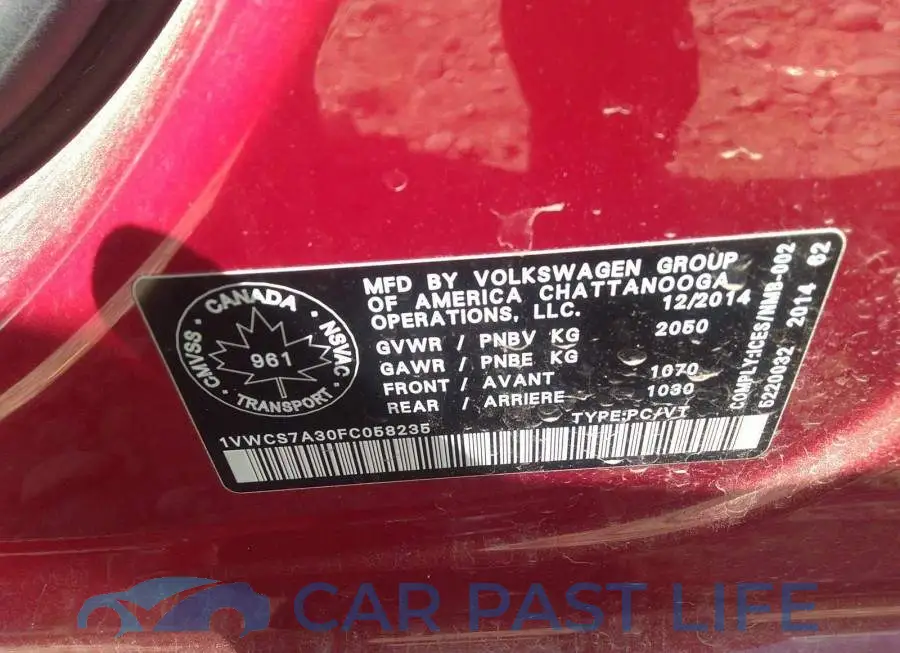 1VWCS7A30FC058235# 9