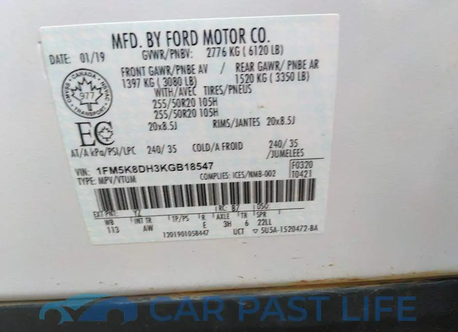 1FM5K8DH3KGB18547# 9