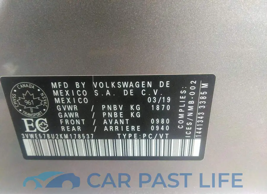 3VWE57BU2KM178537# 9