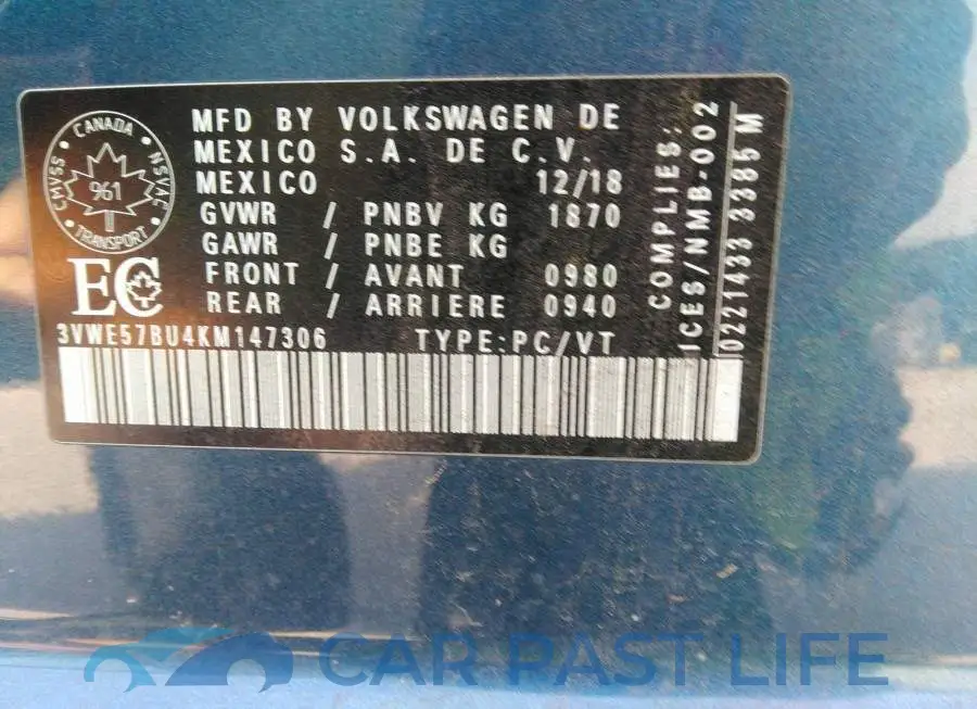 3VWE57BU4KM147306# 9